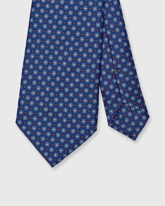 Silk Print Tie in Navy/Aegean Flower made by Sid Mashburn