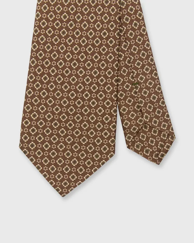 Silk Print Tie in Brown/Maize Medallion made by Sid Mashburn