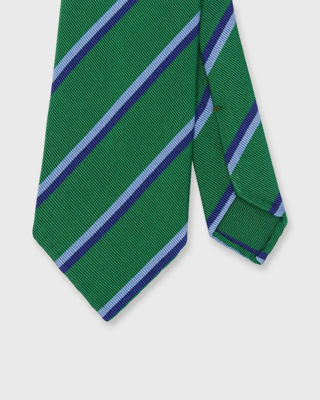 Silk/Cotton Mogador Tie in Green/Sky/Blue Stripe made by Sid Mashburn