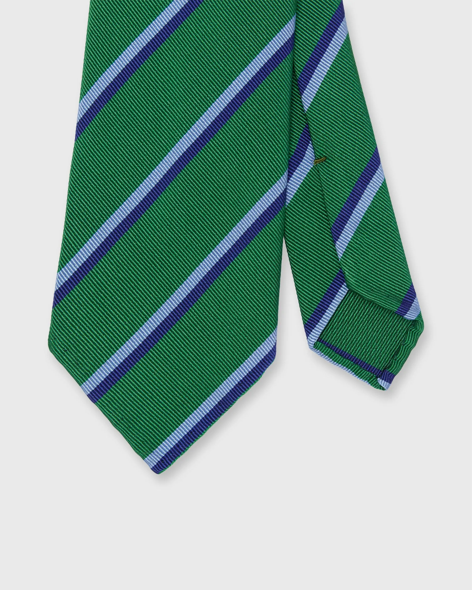 Silk/Cotton Mogador Tie in Green/Sky/Blue Stripe sold by Mashburn