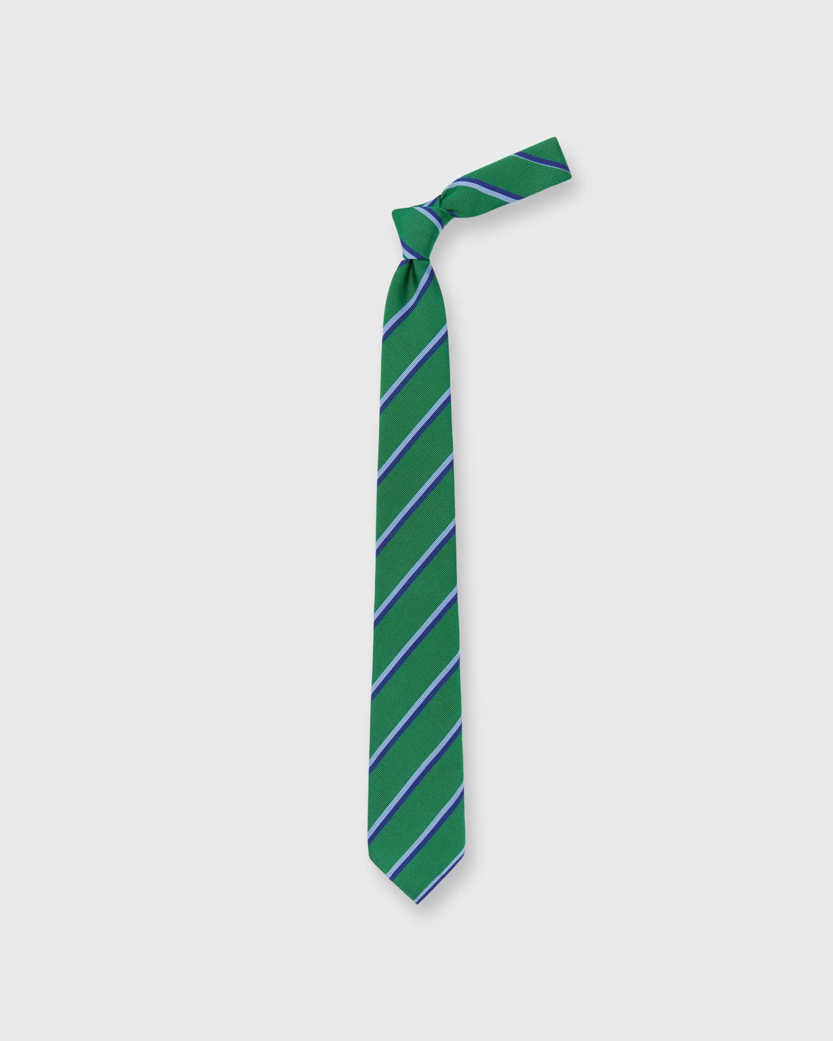 Silk/Cotton Mogador Tie in Green/Sky/Blue Stripe sold by Mashburn product image thumbnail 3