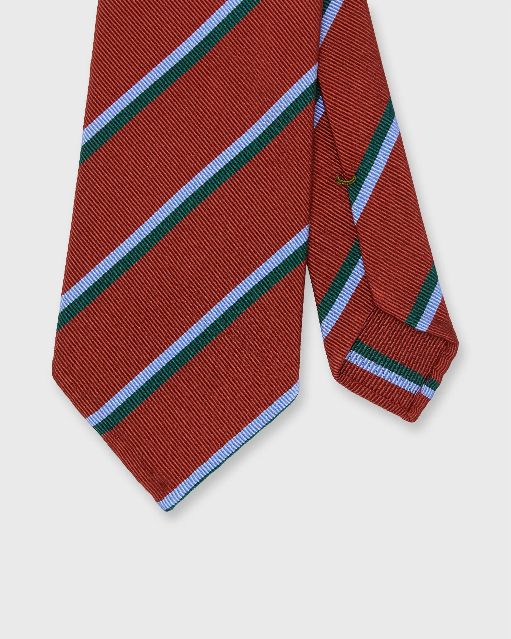 Silk/Cotton Mogador Tie in Red/Sky/Forest Stripe sold by Mashburn