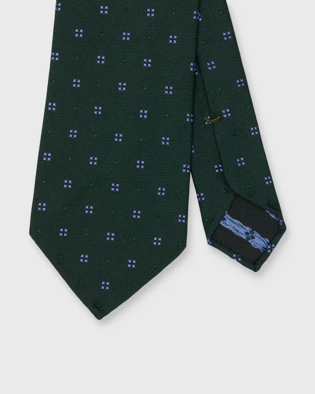 Silk Jacquard Tie in Green/French Blue Mini Medallion made by Sid Mashburn
