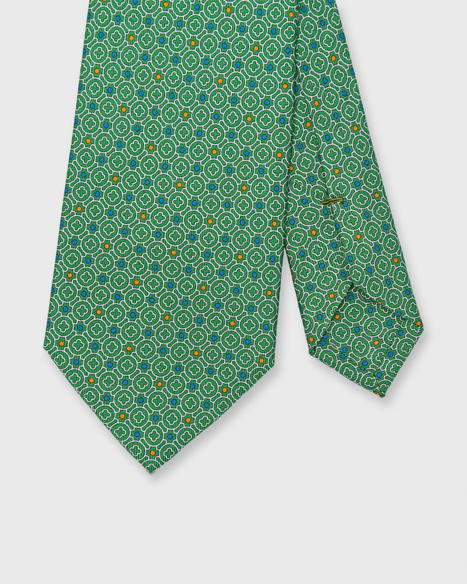 Silk Print Tie in Green Quatrefoil Tile sold by Mashburn