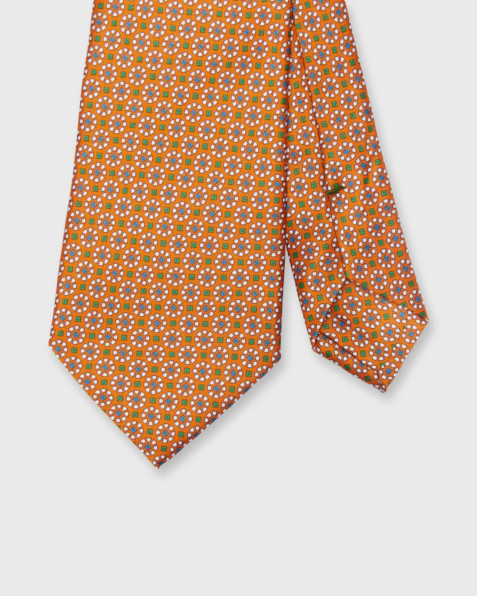 Silk Print Tie in Orange/Green Rosette Tile sold by Mashburn