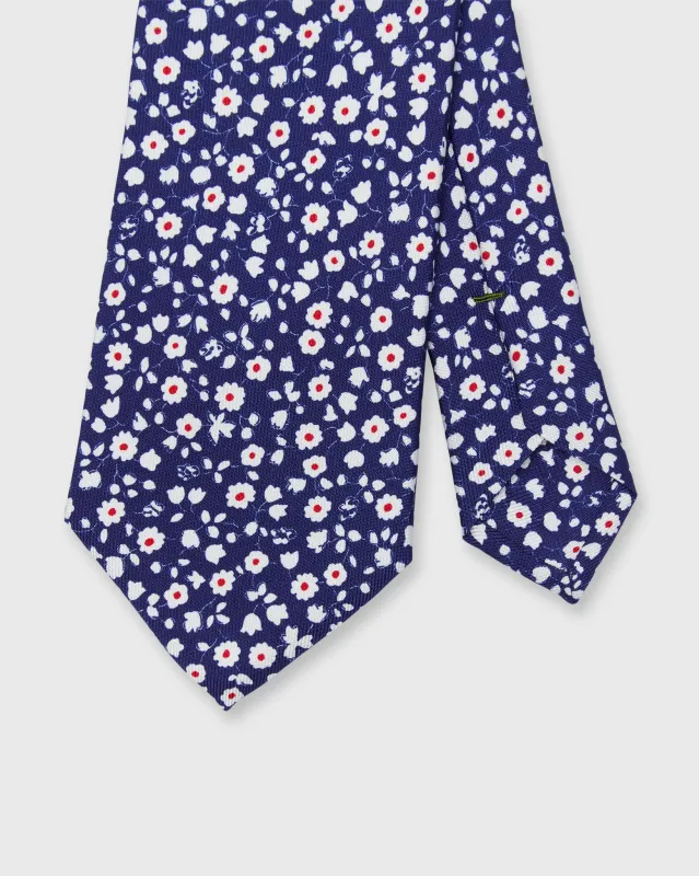 Silk Print Tie in Navy/Chalk/Red Floral made by Sid Mashburn