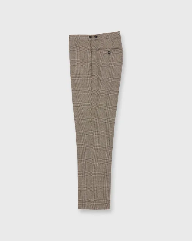 Side-Tab Dress Trouser in Chocolate/Flax Glen Plaid Hopsack made by Sid Mashburn