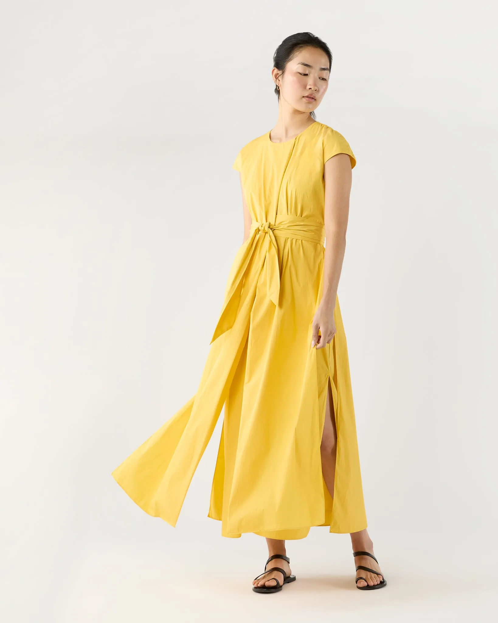 Scarlett Dress in Marigold Paperweight Stretch Poplin sold by Mashburn product image thumbnail 2