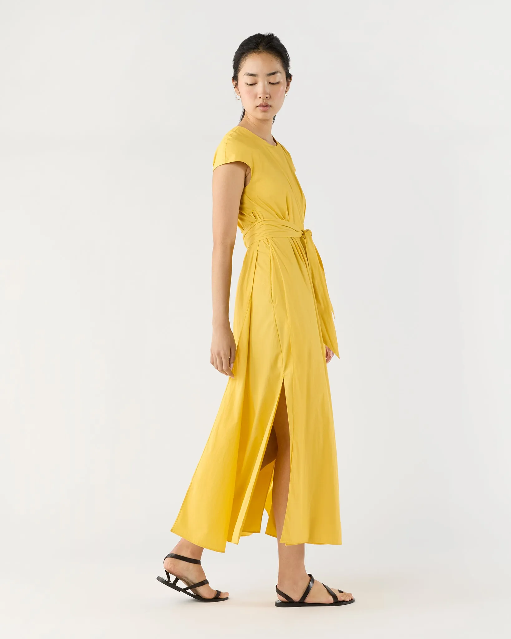 Scarlett Dress in Marigold Paperweight Stretch Poplin sold by Mashburn product image thumbnail 5