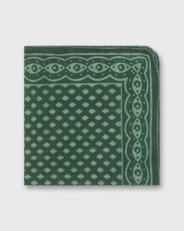 Printed Indian Bandana in Green/Bone made by Sid Mashburn
