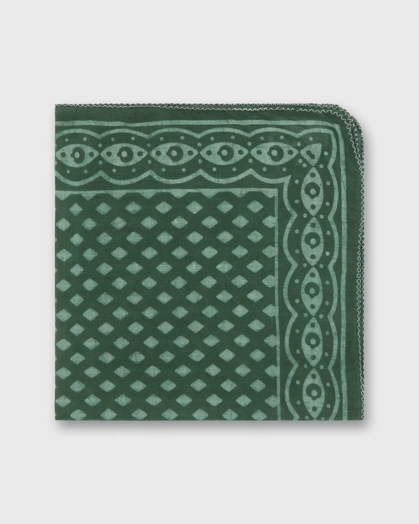 Printed Indian Bandana in Green/Bone sold by Mashburn