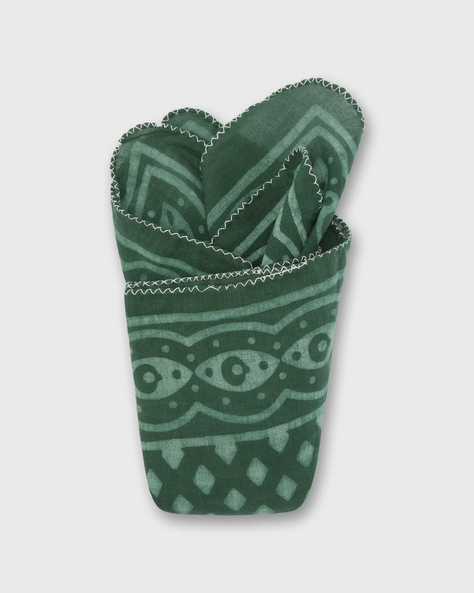 Printed Indian Bandana in Green/Bone sold by Mashburn product image thumbnail 2