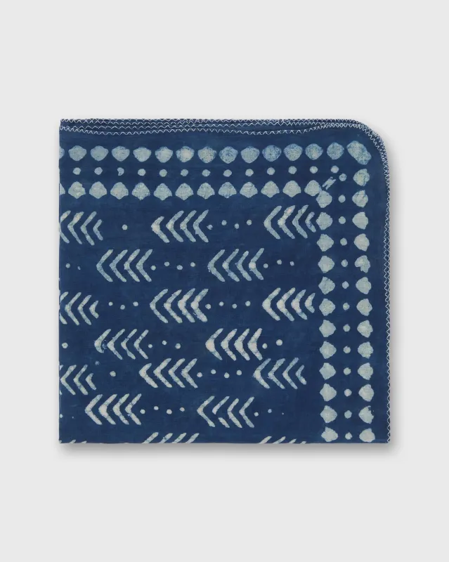 Printed Indian Bandana in Blue/Bone made by Sid Mashburn