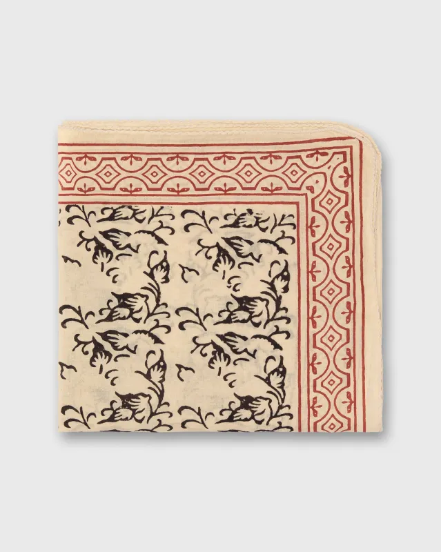 Printed Indian Bandana in Natural/Red/Black made by Sid Mashburn