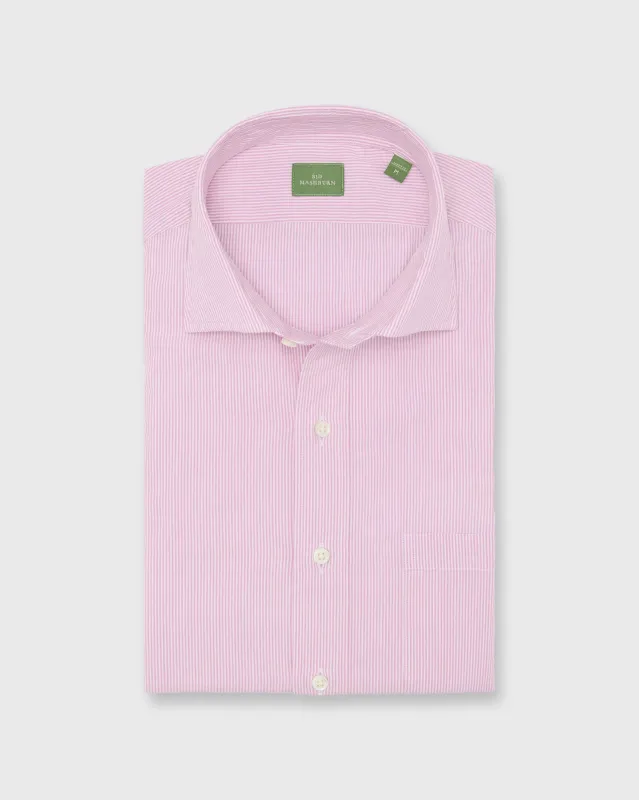 Spread Collar Sport Shirt in Orchid Stripe Salt-Washed Chambray made by Sid Mashburn