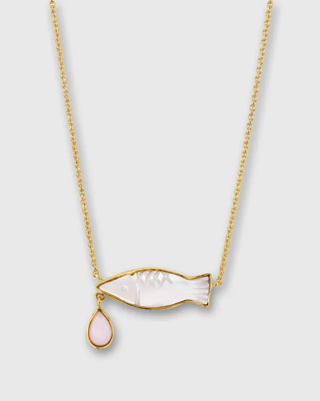 Fish Charm Necklace in Mother Of Pearl made by Mashburn