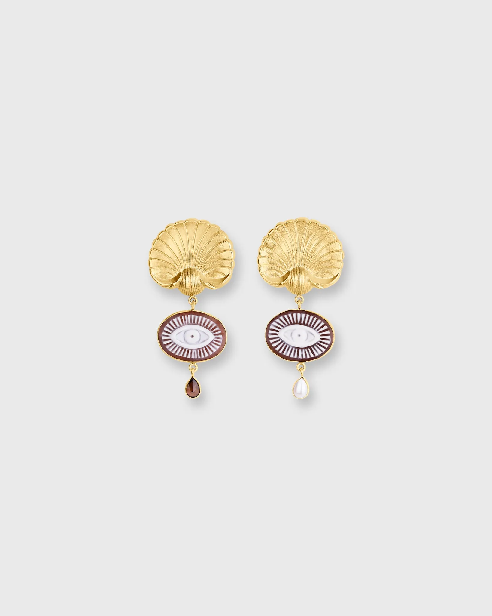 Shell & Cameo Earrings in Gold/Pearl sold by Mashburn