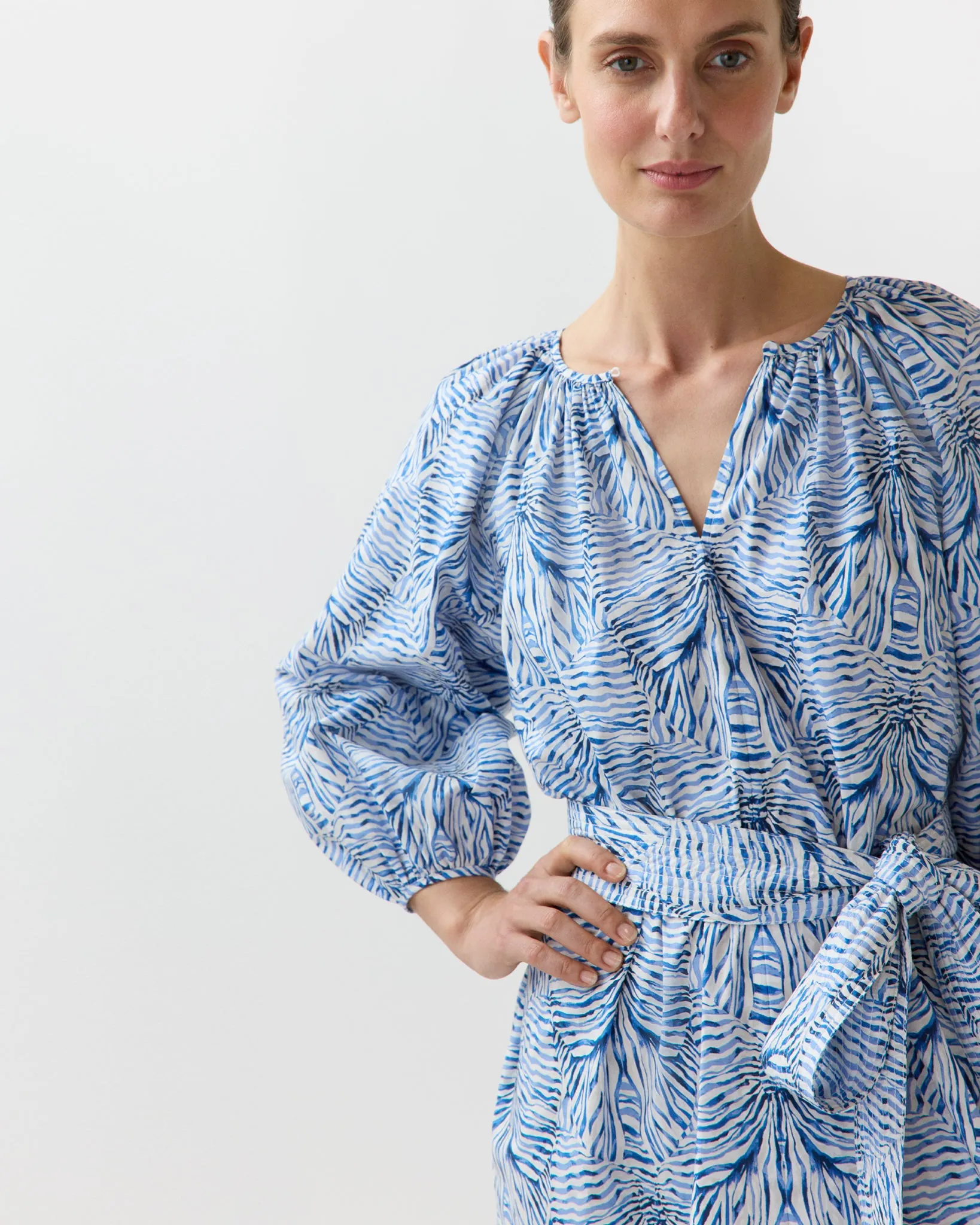 Genevieve Dress in Blue Stripe & Bow Liberty Fabric sold by Mashburn product image thumbnail 3