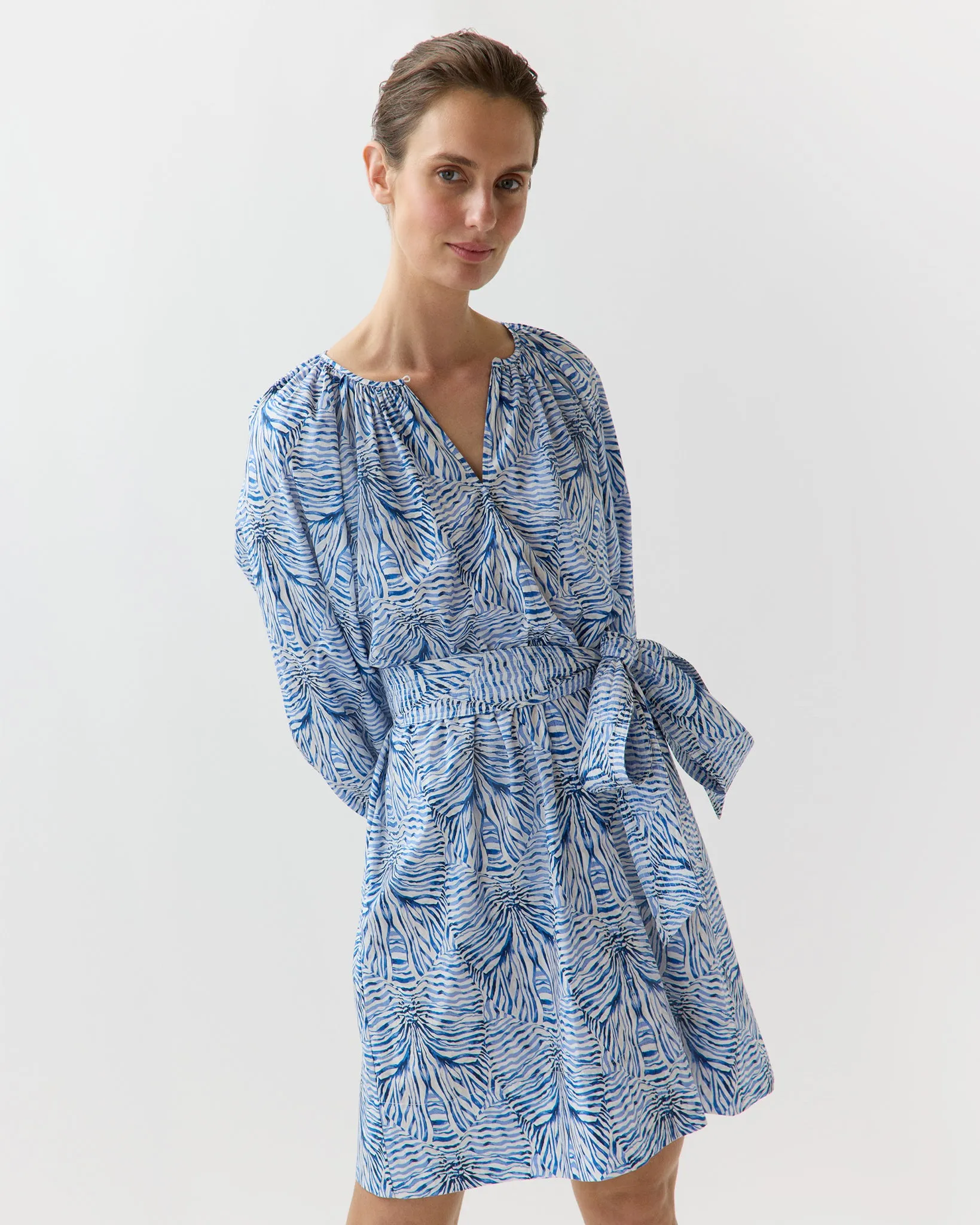Genevieve Dress in Blue Stripe & Bow Liberty Fabric sold by Mashburn product image thumbnail 2
