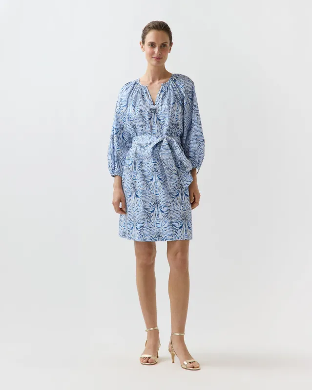 Genevieve Dress in Blue Stripe & Bow Liberty Fabric made by Mashburn
