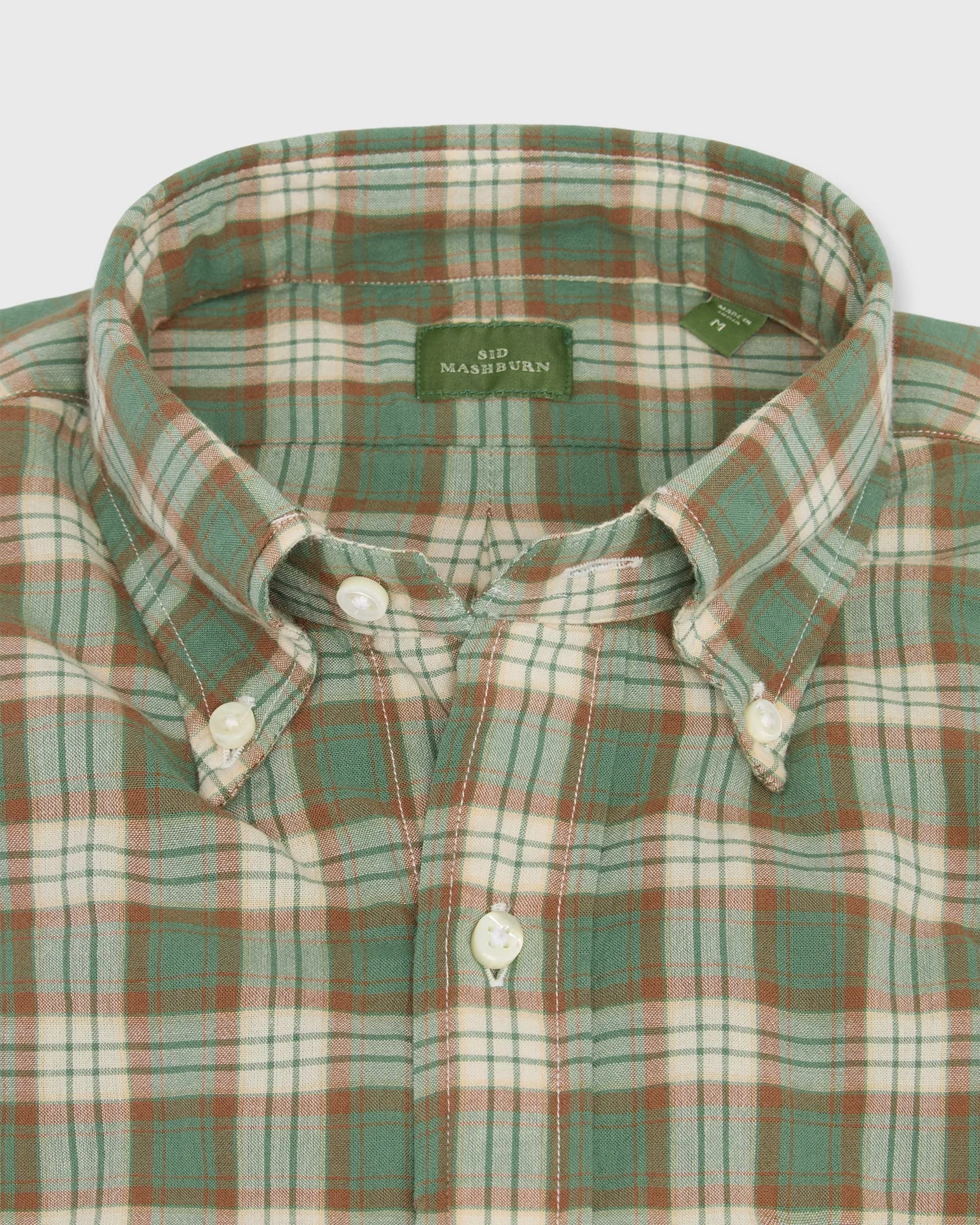 Button-Down Sport Shirt in Green/Brown/Bone Madras sold by Mashburn product image thumbnail 2