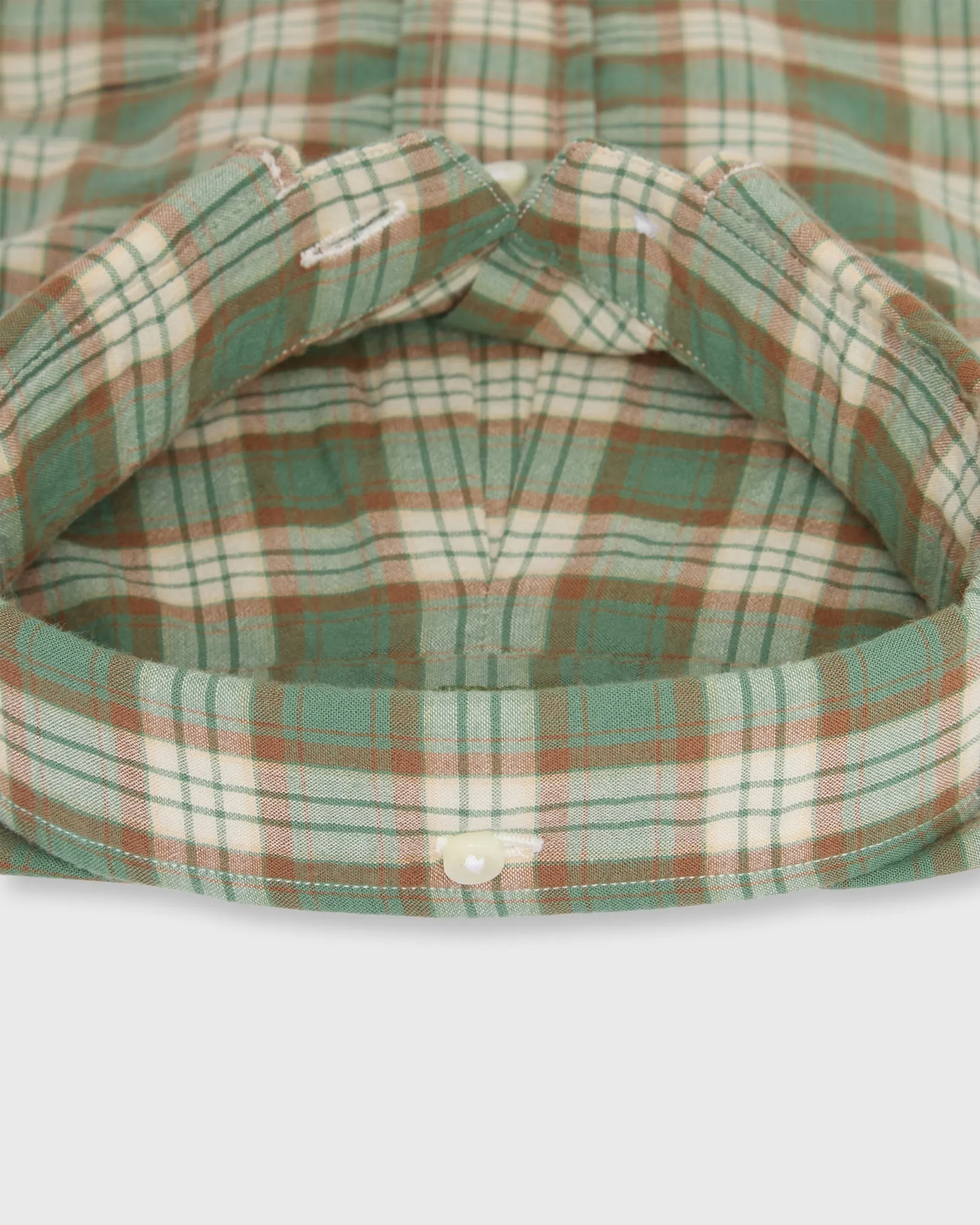 Button-Down Sport Shirt in Green/Brown/Bone Madras sold by Mashburn product image thumbnail 3