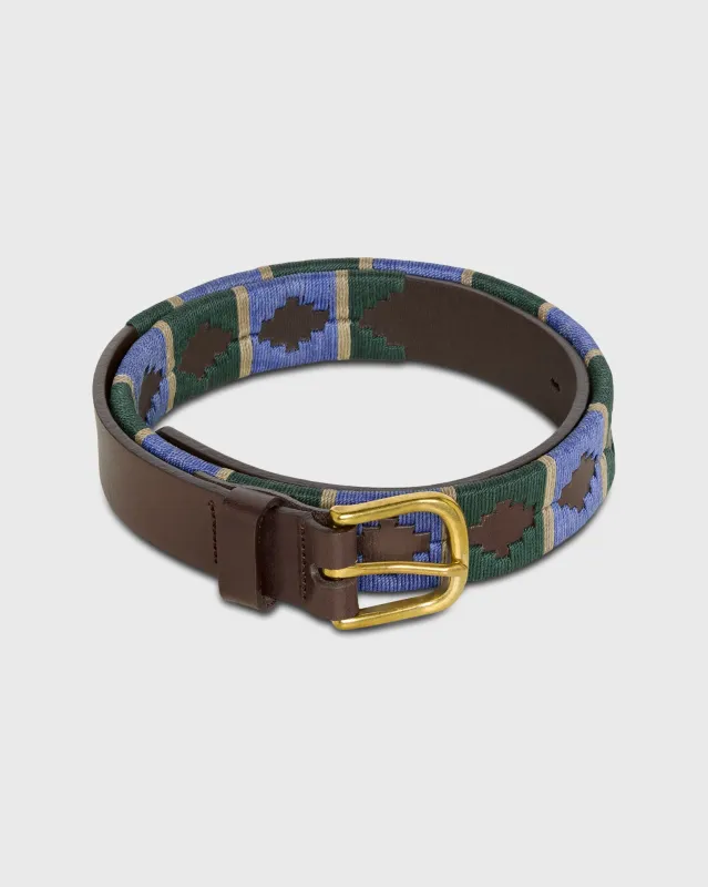 1 1/8" Polo Belt in Green/Lavender/Khaki Chocolate Brown Leather made by Sid Mashburn