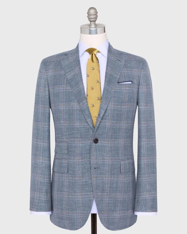 Virgil No. 4 Jacket in Blue/Sky/Mocha Plaid Hopsack made by Sid Mashburn