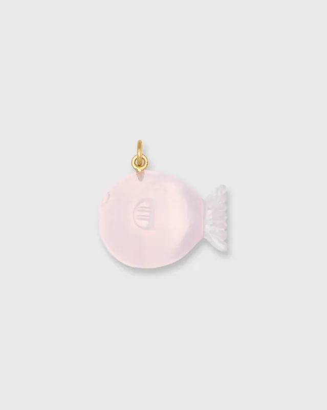 Puffer Fish Pendant in Rose Quartz made by Mashburn
