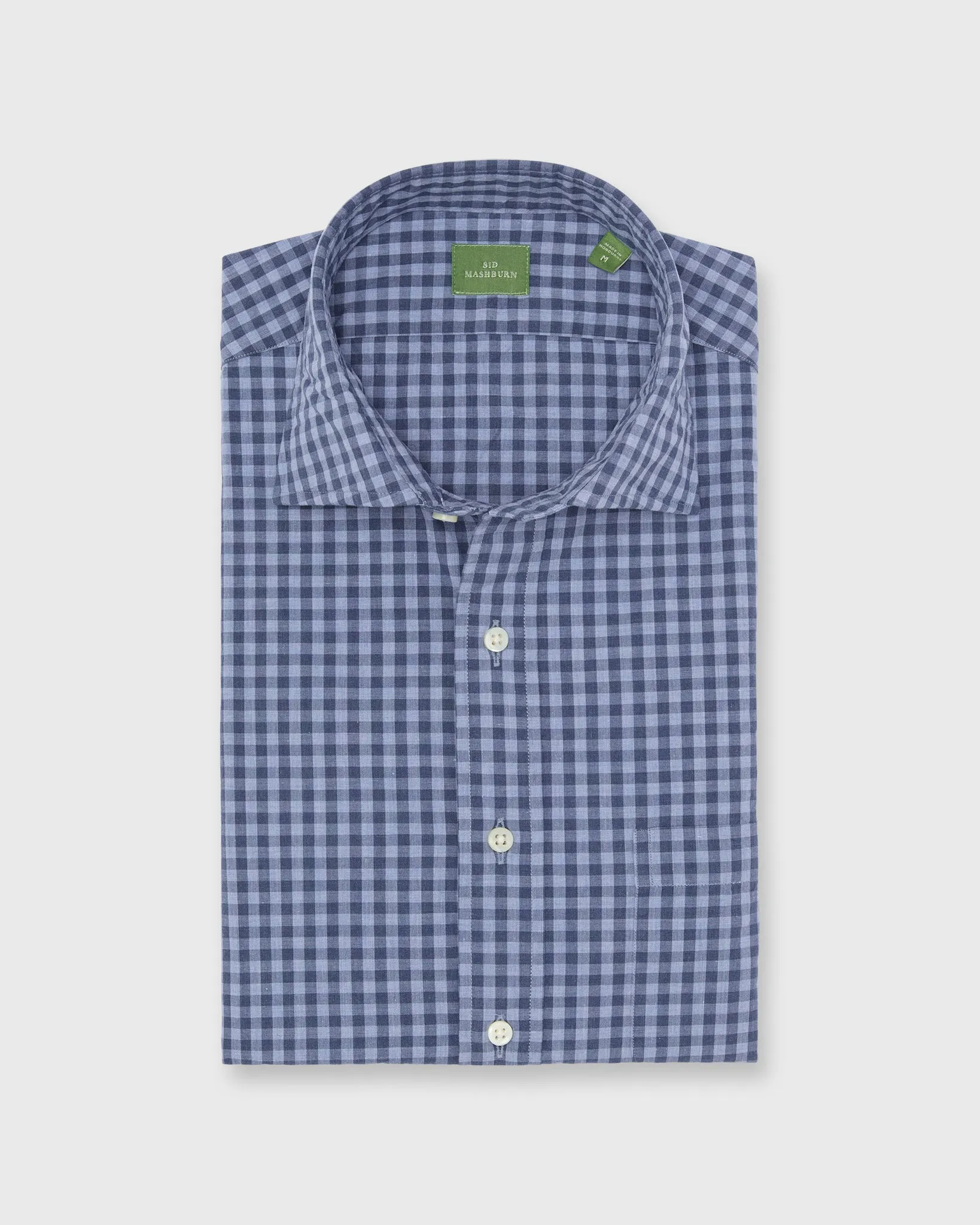 Spread Collar Sport Shirt in Heather Blue Multi Gingham sold by Mashburn