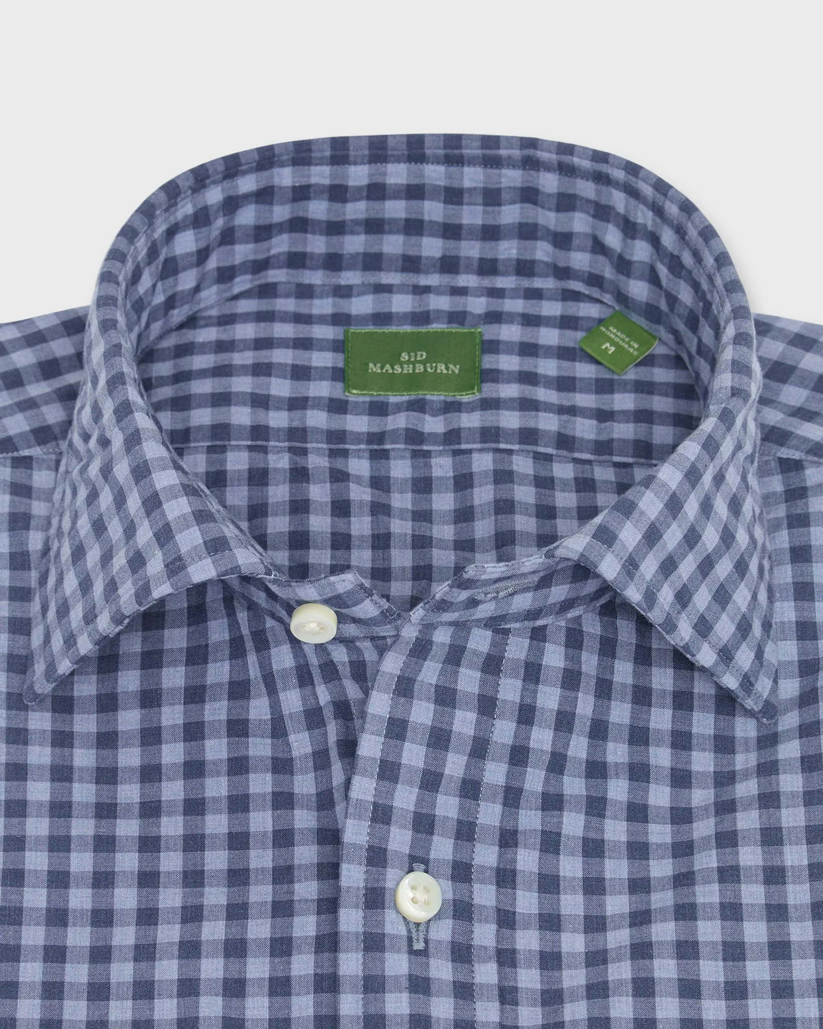 Spread Collar Sport Shirt in Heather Blue Multi Gingham sold by Mashburn product image thumbnail 2