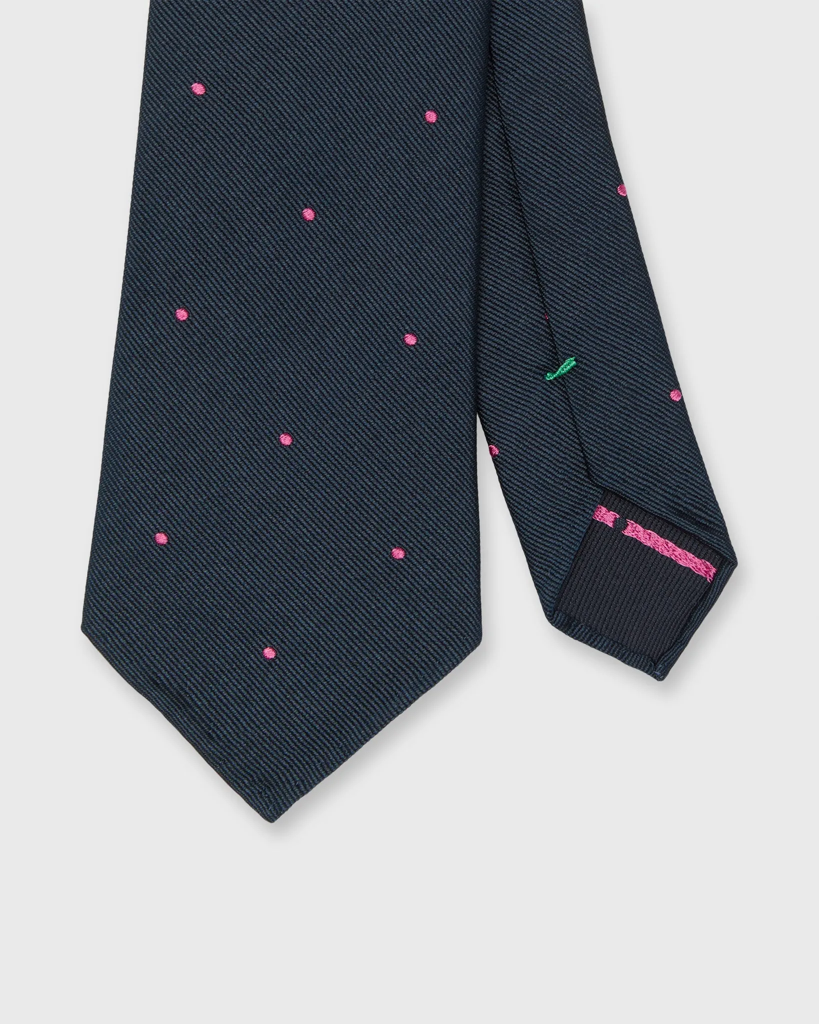 Silk Woven Tie in Navy/Pink Dot sold by Mashburn