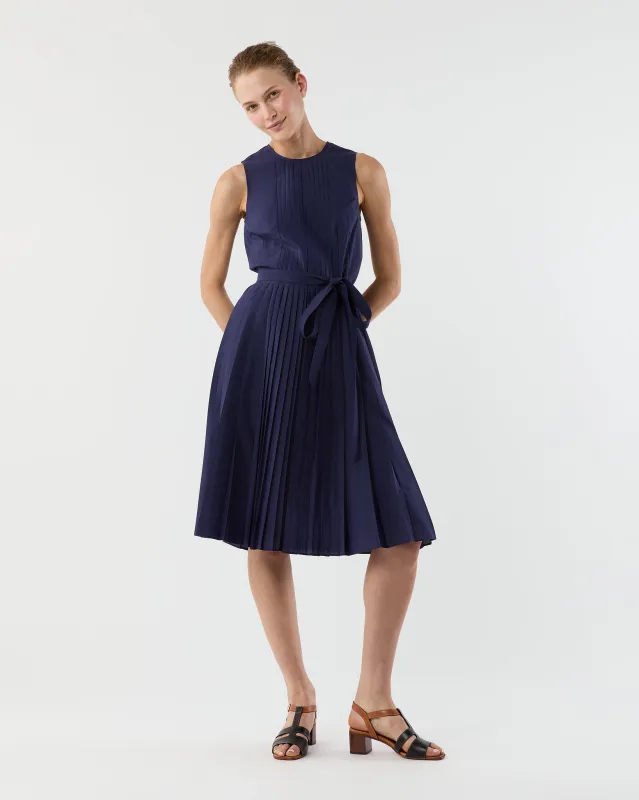 Joelle Dress in Navy Lightweight Poplin made by Mashburn