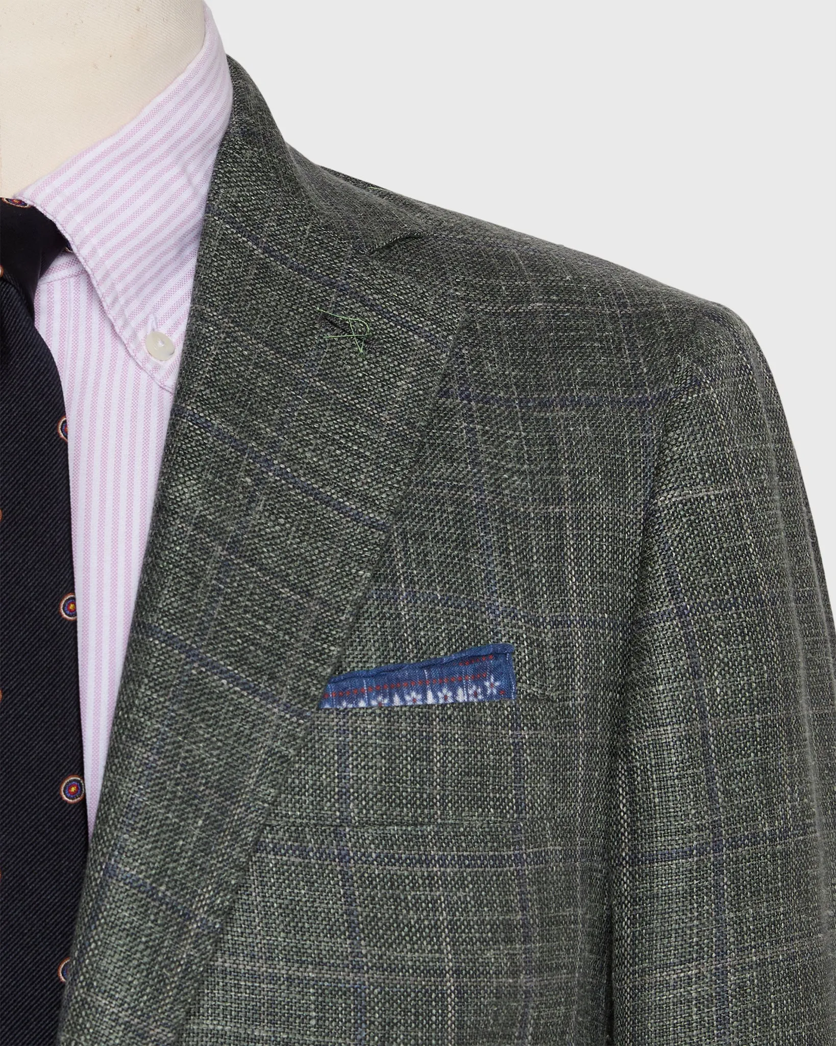 Virgil No. 4 Jacket in Sage/Slate/Flax Plaid Hopsack sold by Mashburn product image thumbnail 2