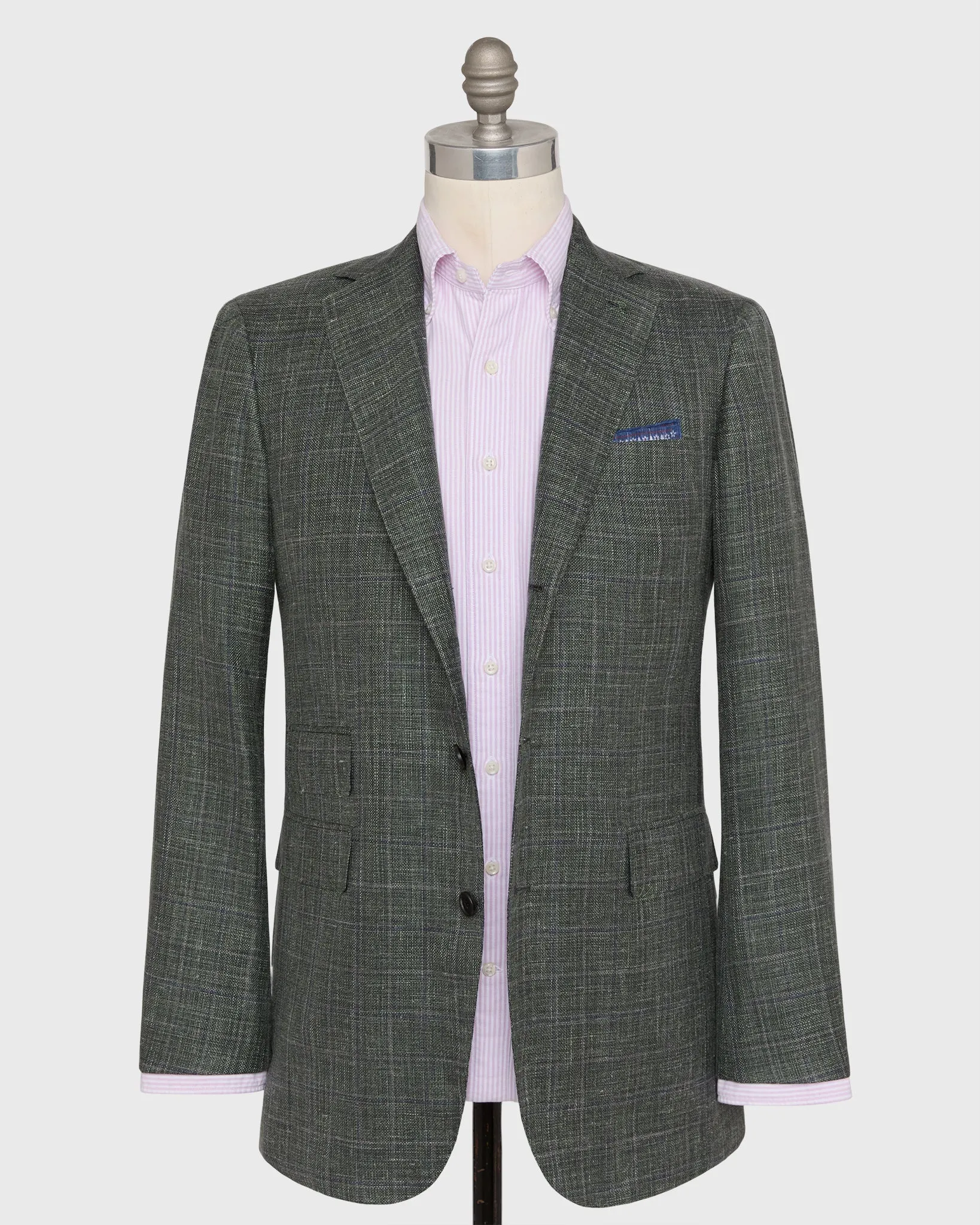 Virgil No. 4 Jacket in Sage/Slate/Flax Plaid Hopsack sold by Mashburn product image thumbnail 3