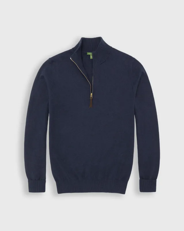 Half-Zip Sweater in Heather Denim Cotton/Cashmere made by Sid Mashburn