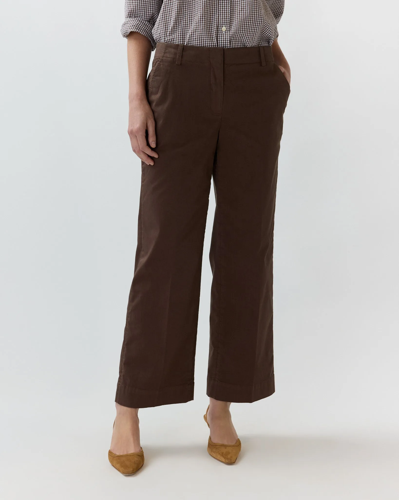 Frankie Cropped Pant in Chocolate Stretch Twill sold by Mashburn product image thumbnail 2