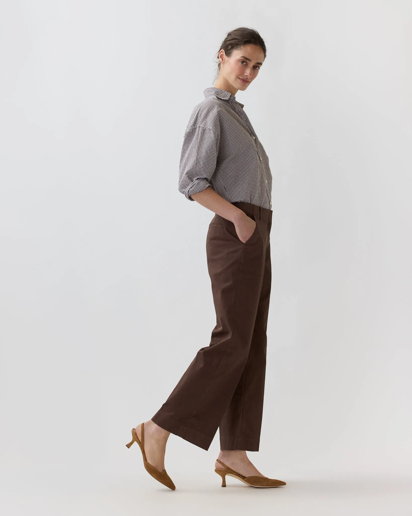 Frankie Cropped Pant in Chocolate Stretch Twill sold by Mashburn product image thumbnail 3