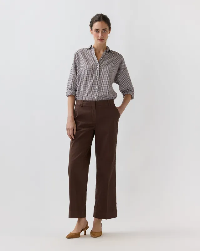 Frankie Cropped Pant in Chocolate Stretch Twill made by Mashburn