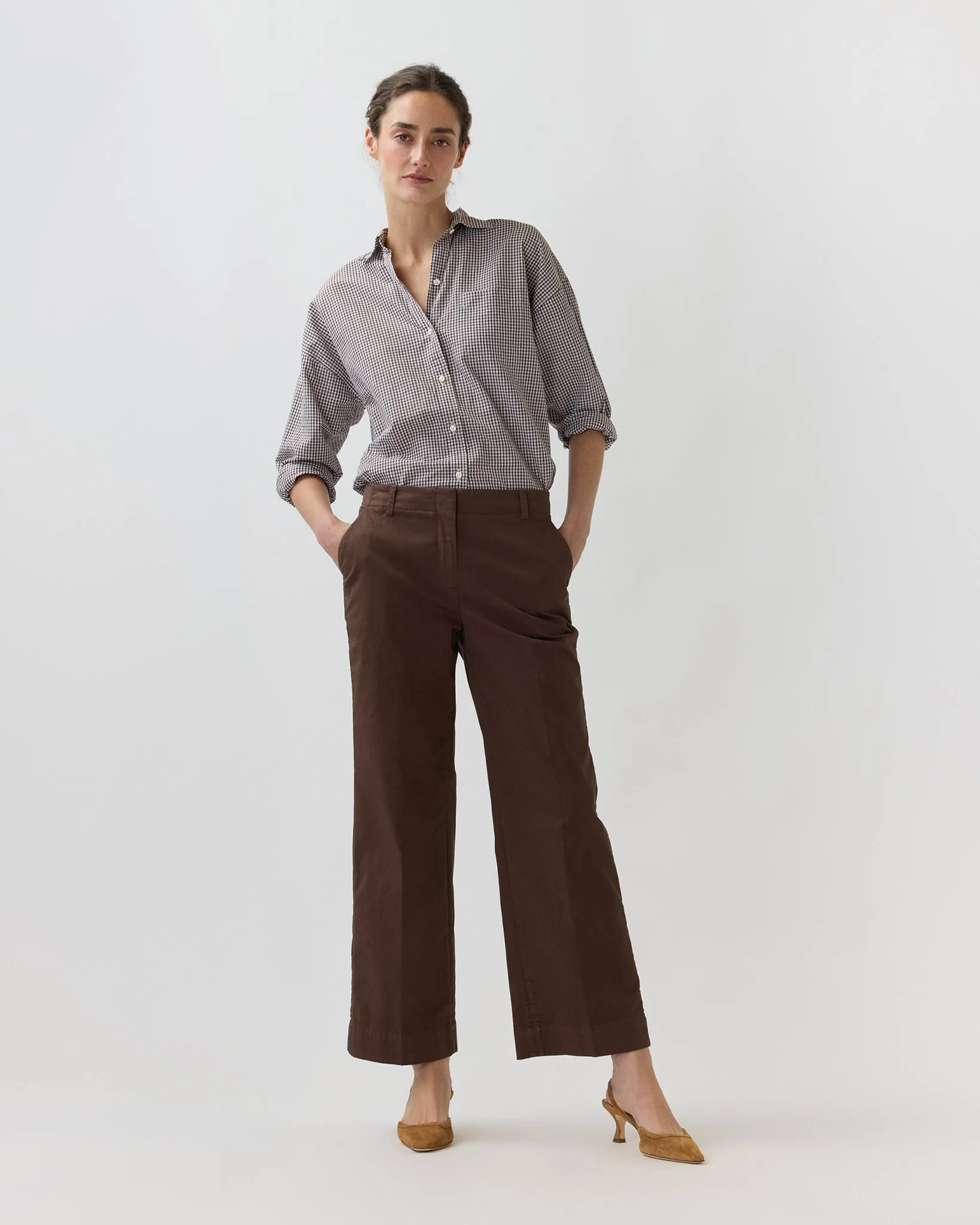 Frankie Cropped Pant in Chocolate Stretch Twill sold by Mashburn product image thumbnail 5