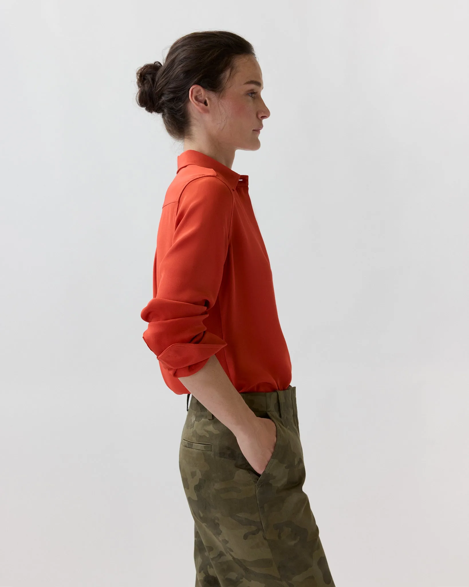 Classic Blouse in Vermillion Silk Crepe De Chine sold by Mashburn product image thumbnail 5