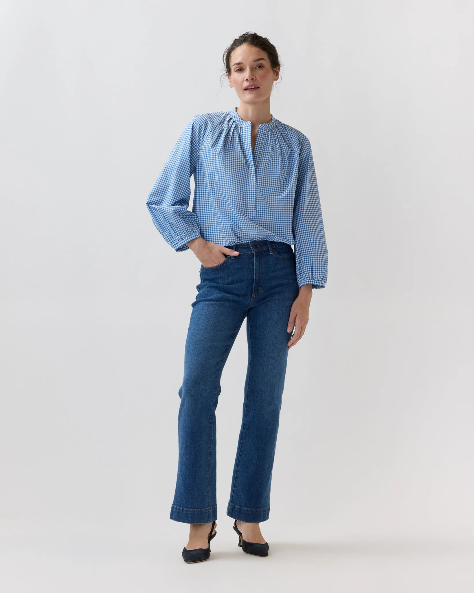 Sienna Top in Dutch Blue/White Gingham sold by Mashburn product image thumbnail 3