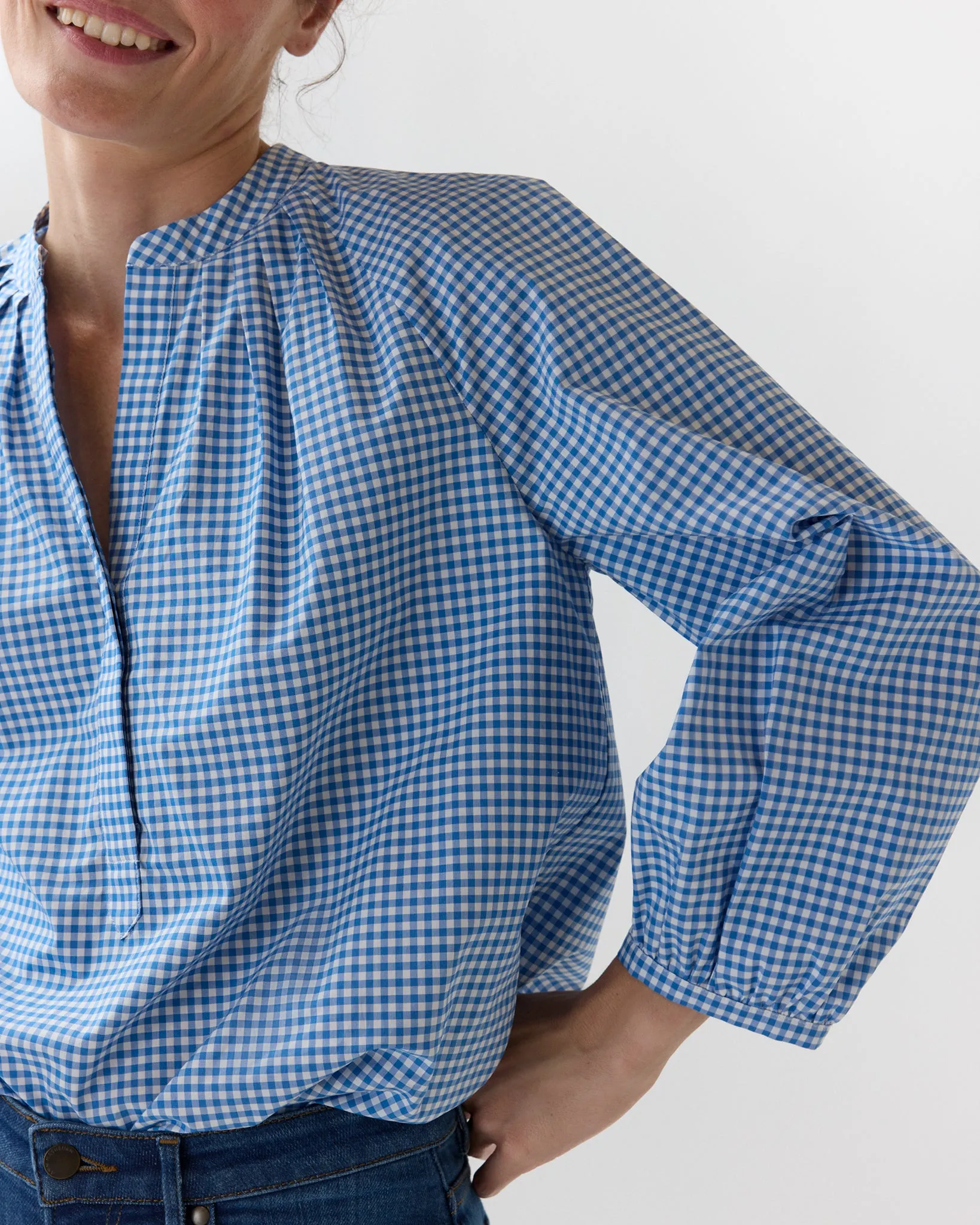 Sienna Top in Dutch Blue/White Gingham sold by Mashburn product image thumbnail 2