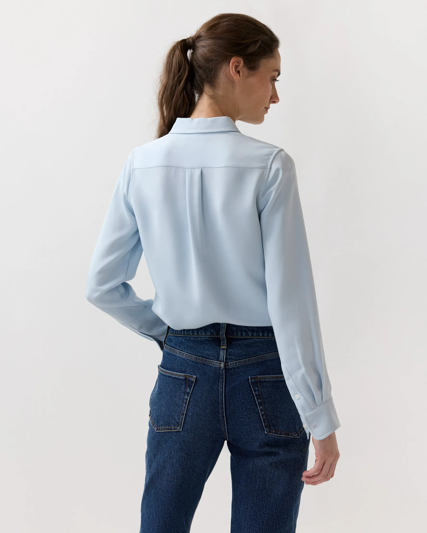 Classic Blouse in Pale Blue Silk Crepe De Chine sold by Mashburn product image thumbnail 4