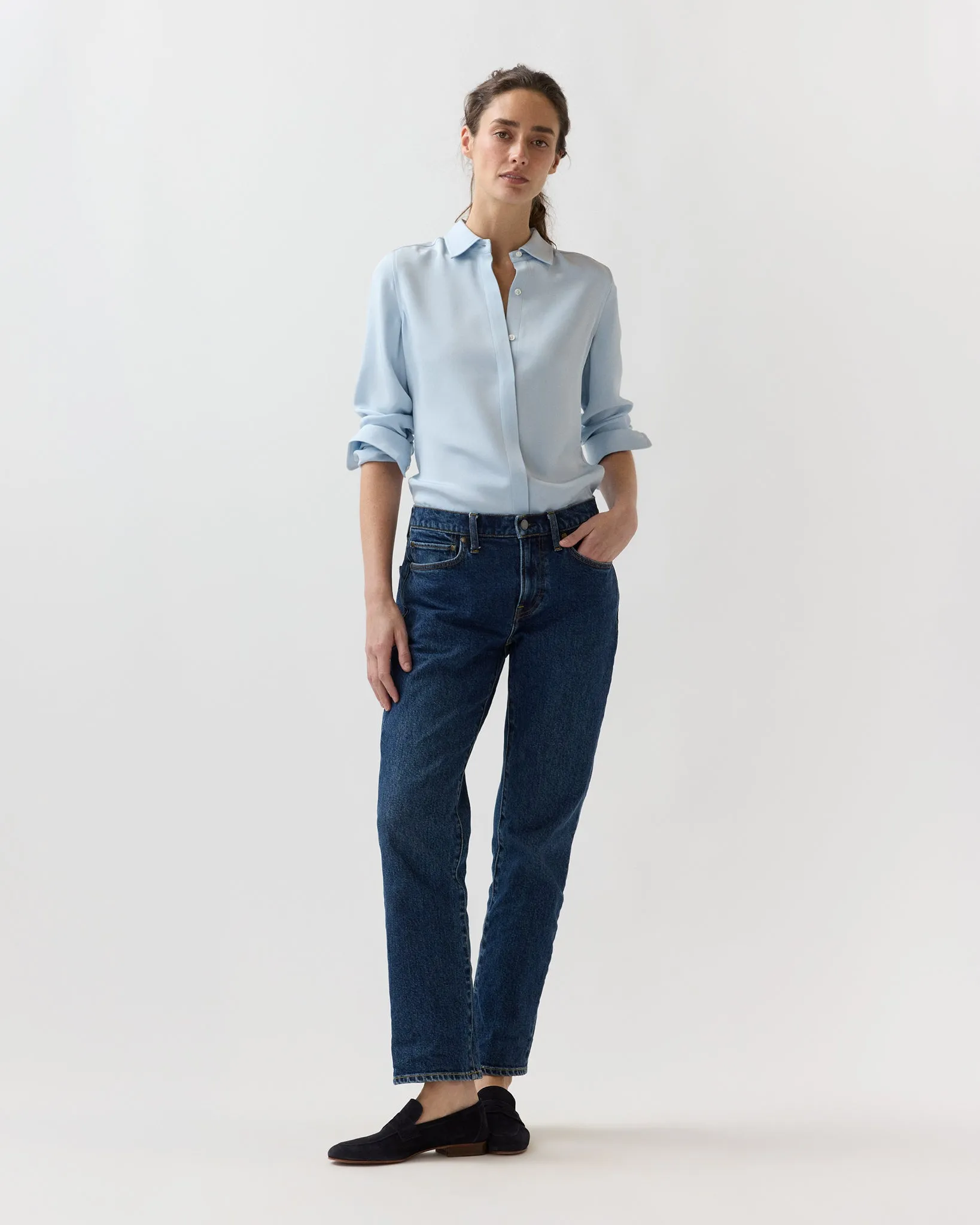 Classic Blouse in Pale Blue Silk Crepe De Chine sold by Mashburn product image thumbnail 2