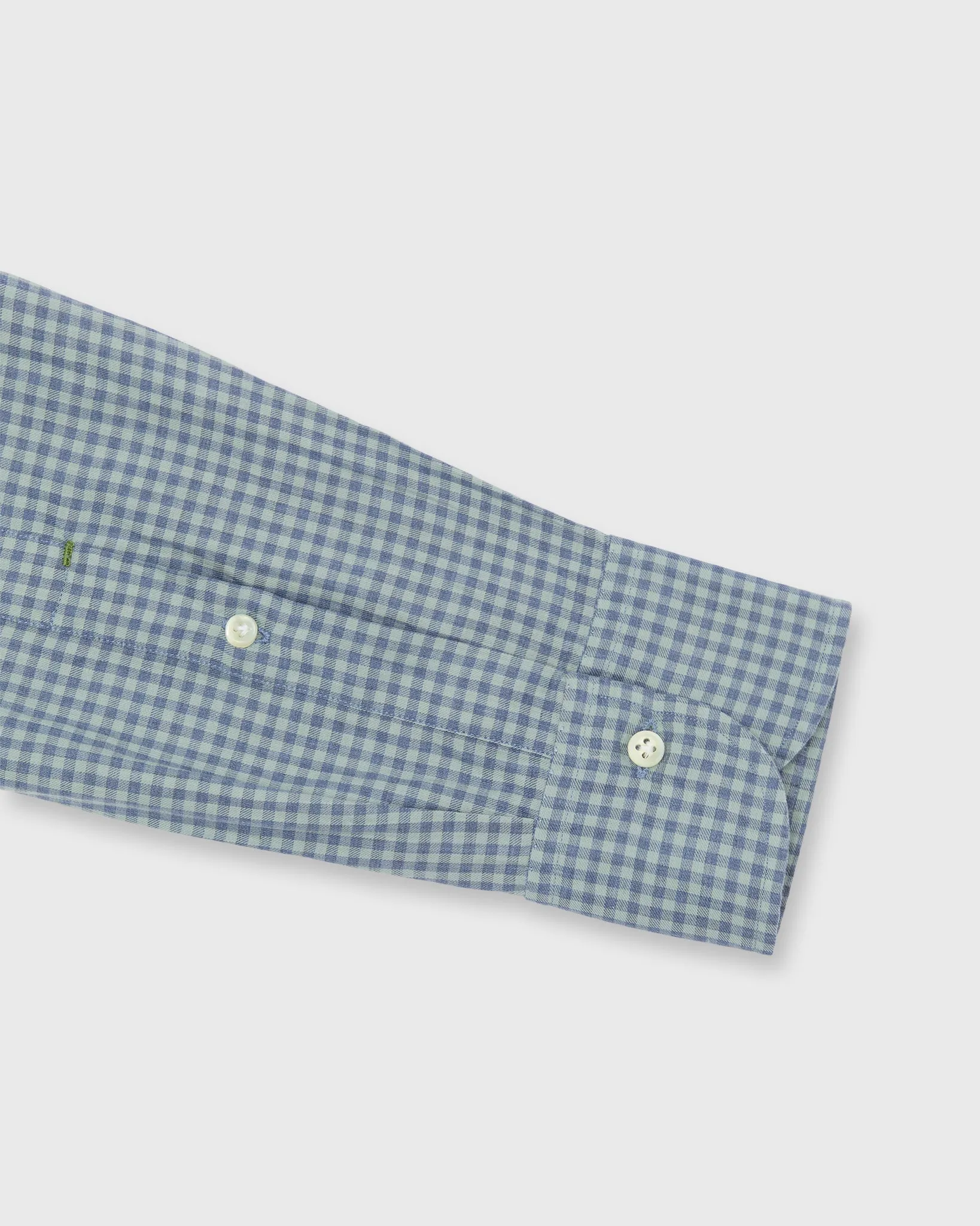Otto Handmade Sport Shirt in Blue/Sage Gingham Brushed Twill sold by Mashburn product image thumbnail 5