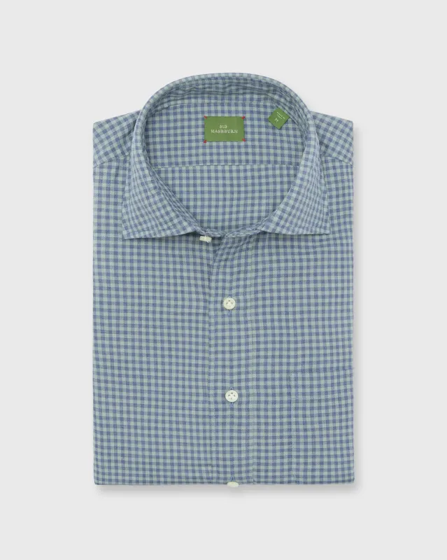 Otto Handmade Sport Shirt in Blue/Sage Gingham Brushed Twill made by Sid Mashburn