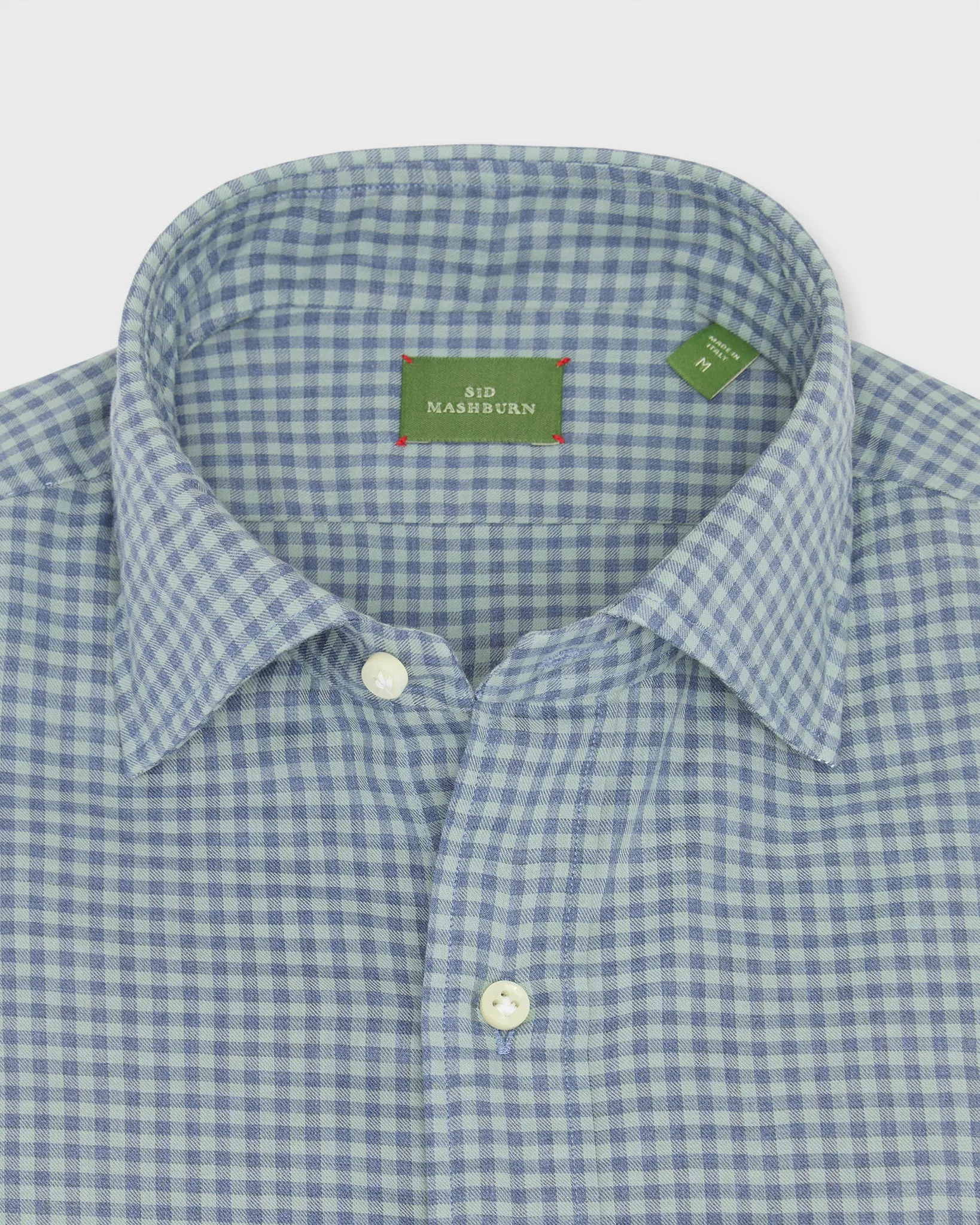 Otto Handmade Sport Shirt in Blue/Sage Gingham Brushed Twill sold by Mashburn product image thumbnail 3
