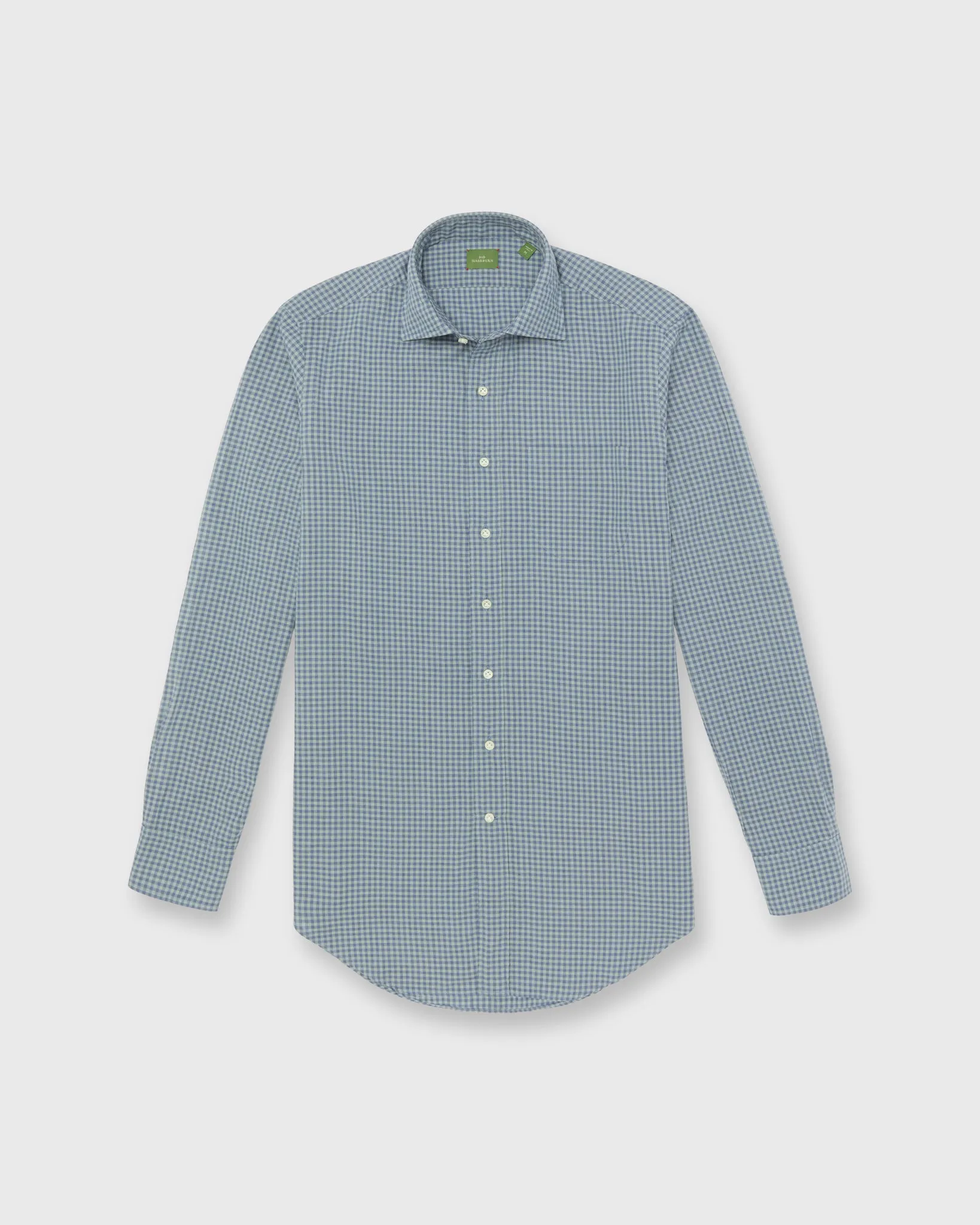 Otto Handmade Sport Shirt in Blue/Sage Gingham Brushed Twill sold by Mashburn product image thumbnail 2