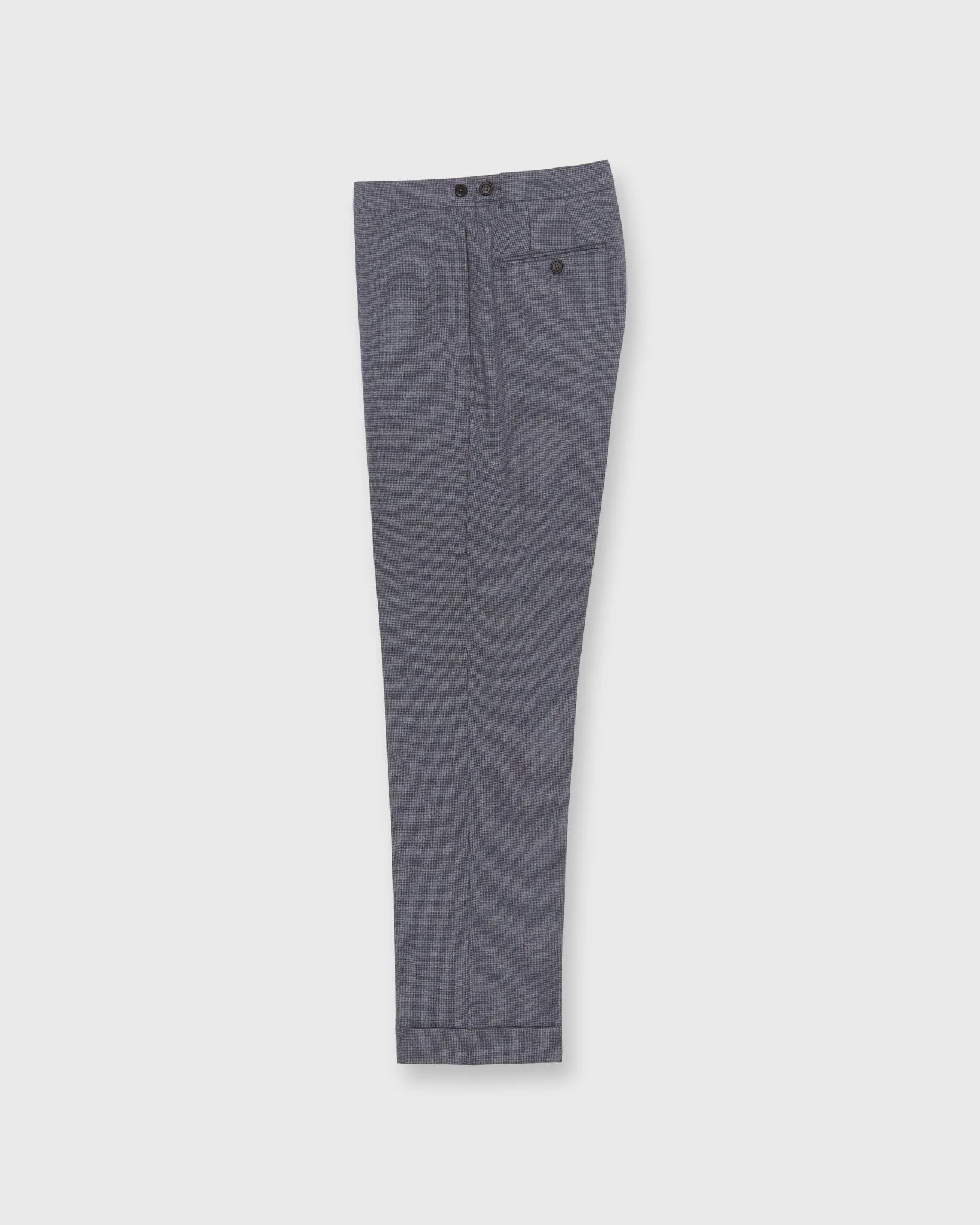 Side-Tab Dress Trouser in Blue/Navy Houndstooth Brushed Hopsack sold by Mashburn